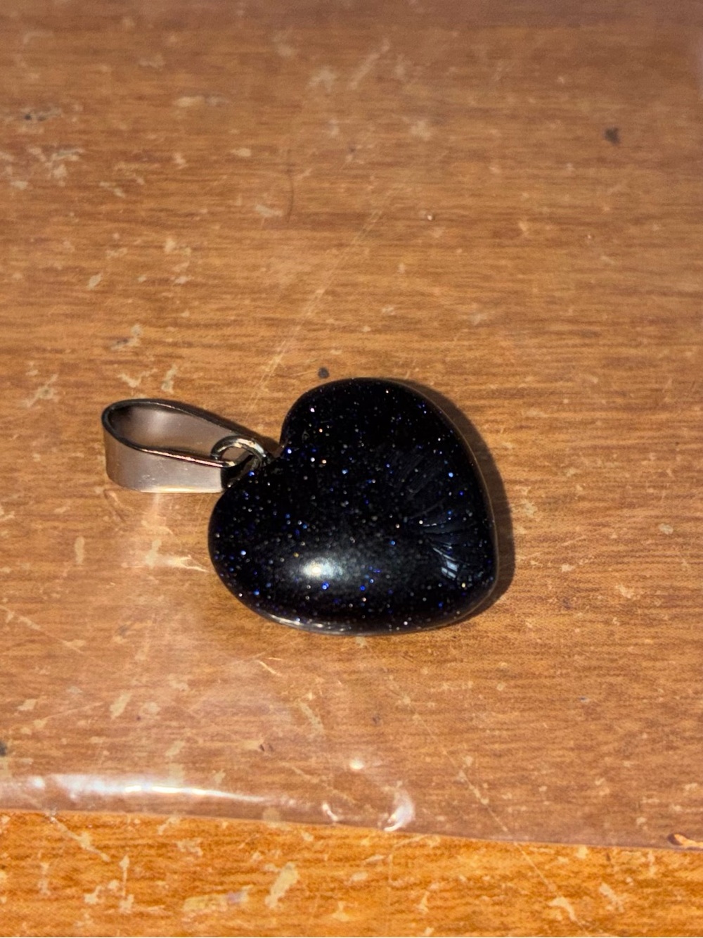 Sparkling Blue Sandstone Heart Pendant Necklace - Women's Jewelry